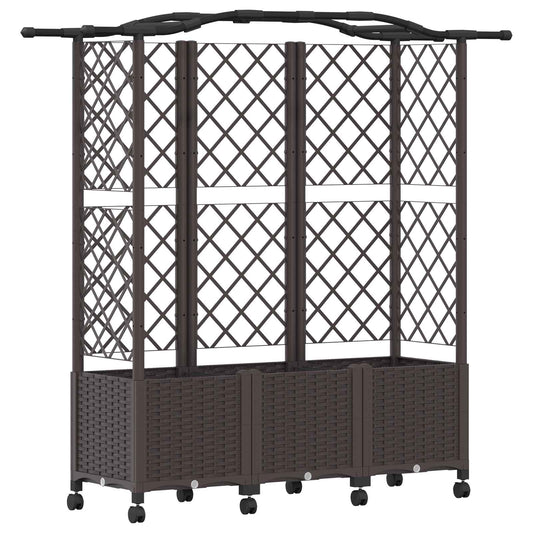 Raised Bed with Trellis and Roof Brown 163 x 40 x 144 cm PP Raised Bed with Trellis and Roof Brown 163 x 40 x 144 cm PP
