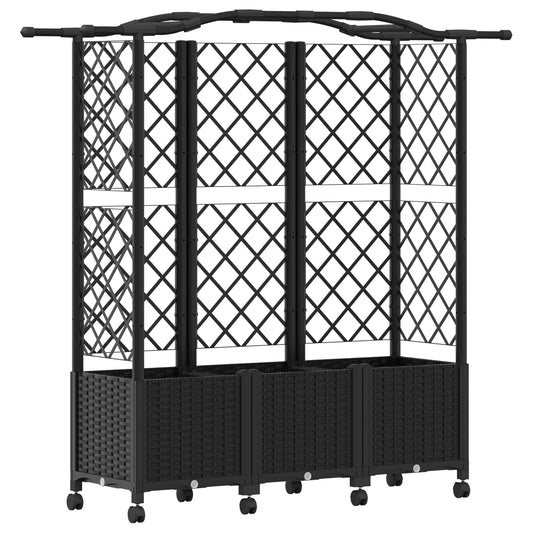 Raised Bed with Trellis and Roof Black 163 x 40 x 144 cm PP Raised Bed with Trellis and Roof Black 163 x 40 x 144 cm PP