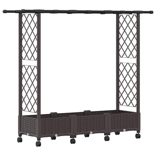 Raised Bed with Trellis and Roof Brown 164 x 40 x 127 cm PP Raised Bed with Trellis and Roof Brown 164 x 40 x 127 cm PP