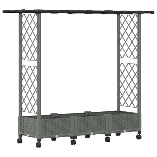 Raised Bed with Trellis and Roof Light Grey 164 x 40 x 127 cm Raised Bed with Trellis and Roof Light Grey 164 x 40 x 127 cm