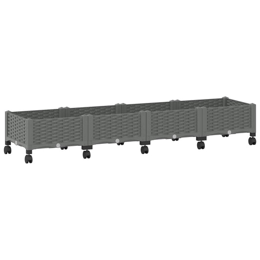 Garden Planter with Wheels Light Grey 160 x 40 x 33 cm PP Garden Planter with Wheels Light Grey 160 x 40 x 33 cm PP