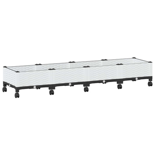 Garden Planter with Wheels White 160 x 40 x 33 cm PP Garden Planter with Wheels White 160 x 40 x 33 cm PP