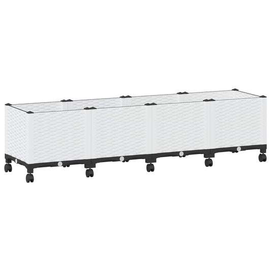 Garden Planter with Wheels White 160 x 40 x 48 cm PP Garden Planter with Wheels White 160 x 40 x 48 cm PP