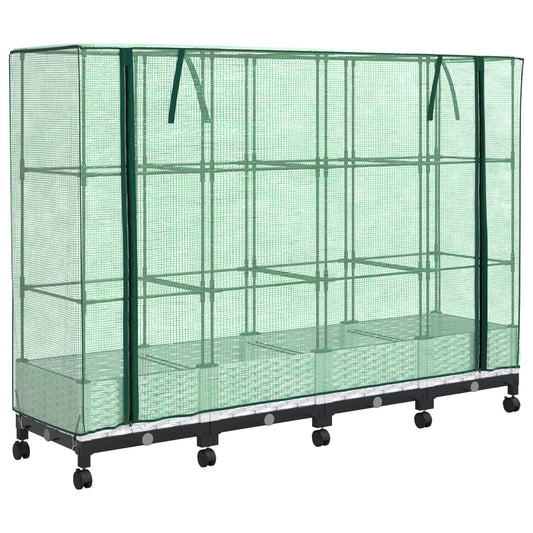 Garden Planter with Greenhouse Cover&Wheels 4 pcs White PP Garden Planter with Greenhouse Cover&Wheels 4 pcs White PP