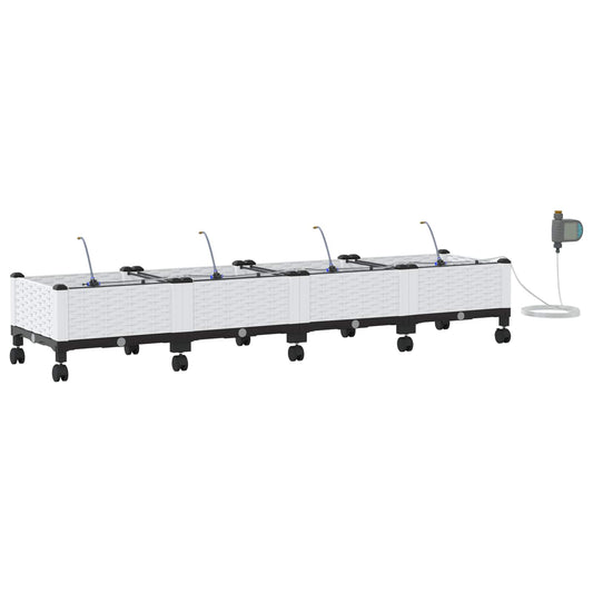Garden Planter with Irrigation&Wheels 4 pcs White PP Garden Planter with Irrigation&Wheels 4 pcs White PP