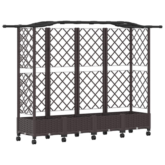 Raised Bed with Trellis and Roof Brown 203.5 x 40 x 129 cm PP Raised Bed with Trellis and Roof Brown 203.5 x 40 x 129 cm PP