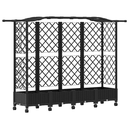 Raised Bed with Trellis and Roof Black 203.5 x 40 x 129 cm PP Raised Bed with Trellis and Roof Black 203.5 x 40 x 129 cm PP