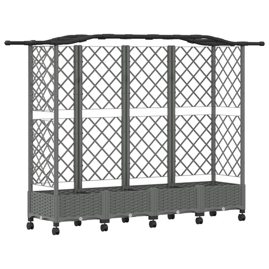 Raised Bed with Trellis and Roof Light Grey 203.5 x 40 x 129 cm Raised Bed with Trellis and Roof Light Grey 203.5 x 40 x 129 cm
