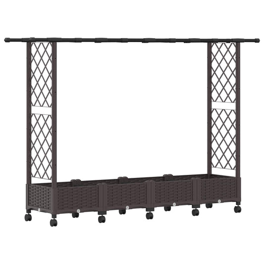 Raised Bed with Trellis and Roof Brown 203 x 40 x 127 cm PP Raised Bed with Trellis and Roof Brown 203 x 40 x 127 cm PP