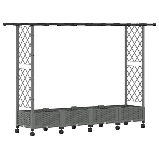 Raised Bed with Trellis and Roof Light Grey 203 x 40 x 127 cm Raised Bed with Trellis and Roof Light Grey 203 x 40 x 127 cm
