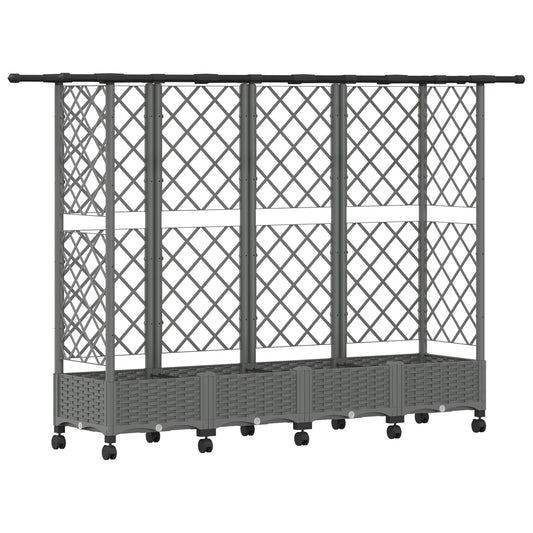 Raised Bed with Trellis and Roof Light Grey 202.5 x 40 x 127 cm Raised Bed with Trellis and Roof Light Grey 202.5 x 40 x 127 cm