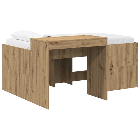 Kids'High Bed Frame with Desk Artisan Oak Engineered Wood Kids'High Bed Frame with Desk Artisan Oak Engineered Wood