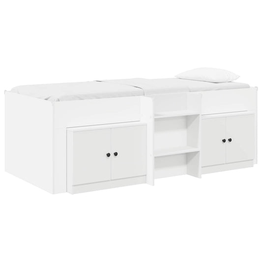 Loft Bed Frame with Cabinet 3 pcs White Engineered Wood Loft Bed Frame with Cabinet 3 pcs White Engineered Wood