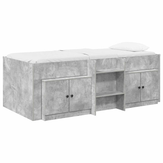 Loft Bed Frame with Cabinet 3 pcs Concrete Grey Engineered Wood Loft Bed Frame with Cabinet 3 pcs Concrete Grey Engineered Wood