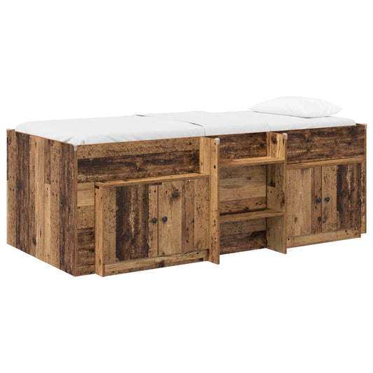 Loft Bed Frame with Cabinet 3 pcs Old Wood Engineered Wood Loft Bed Frame with Cabinet 3 pcs Old Wood Engineered Wood