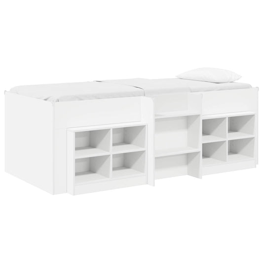 Loft Bed Frame with Cabinet 3 pcs White Engineered Wood Loft Bed Frame with Cabinet 3 pcs White Engineered Wood