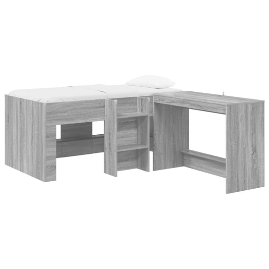 Kids'High Bed Frame with Desk 2 pcs Grey Sonoma Kids'High Bed Frame with Desk 2 pcs Grey Sonoma