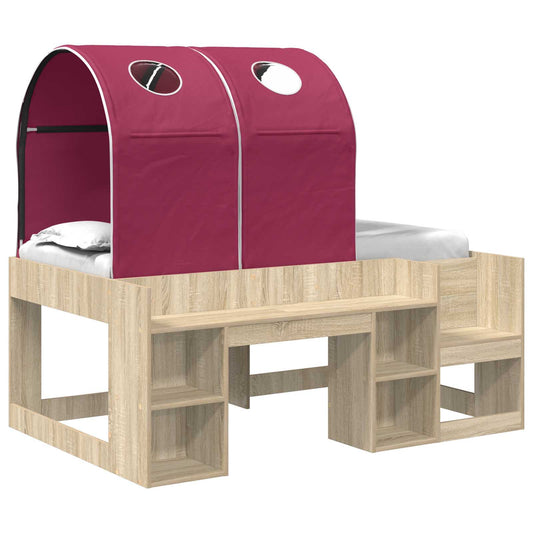 Bed with Tunnel 3 pcs Sonoma Oak and Red Engineered Wood Bed with Tunnel 3 pcs Sonoma Oak and Red Engineered Wood