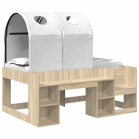 Bed with Tunnel 3 pcs Sonoma Oak and White Engineered Wood Bed with Tunnel 3 pcs Sonoma Oak and White Engineered Wood