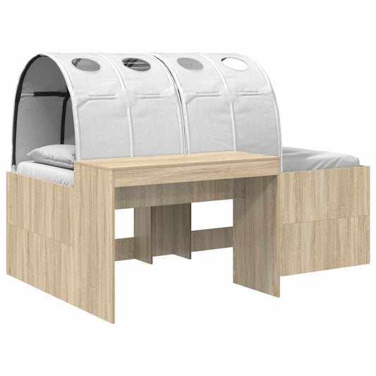 Bed with Tunnel 3 pcs Artisian Oak and White Engineered Wood Bed with Tunnel 3 pcs Artisian Oak and White Engineered Wood