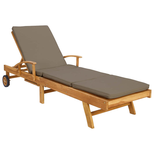 Sun Lounger with Cushion 100% Polyester Solid-Teak Sun Lounger with Cushion 100% Polyester Solid-Teak