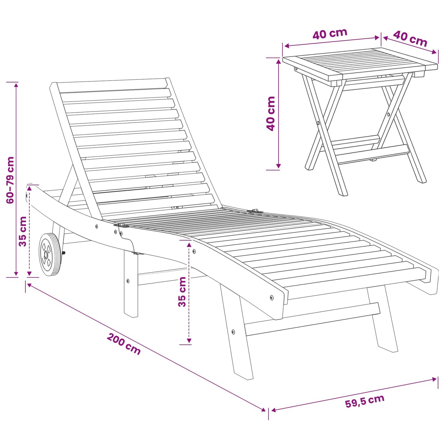 Sun Lounger 2 pcs Brown Solid Teak Wood