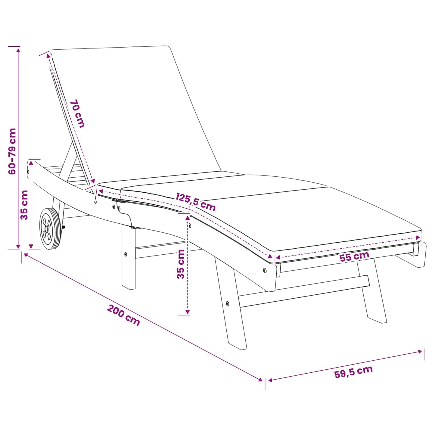 Sun Lounger Brown and Beige Polyester