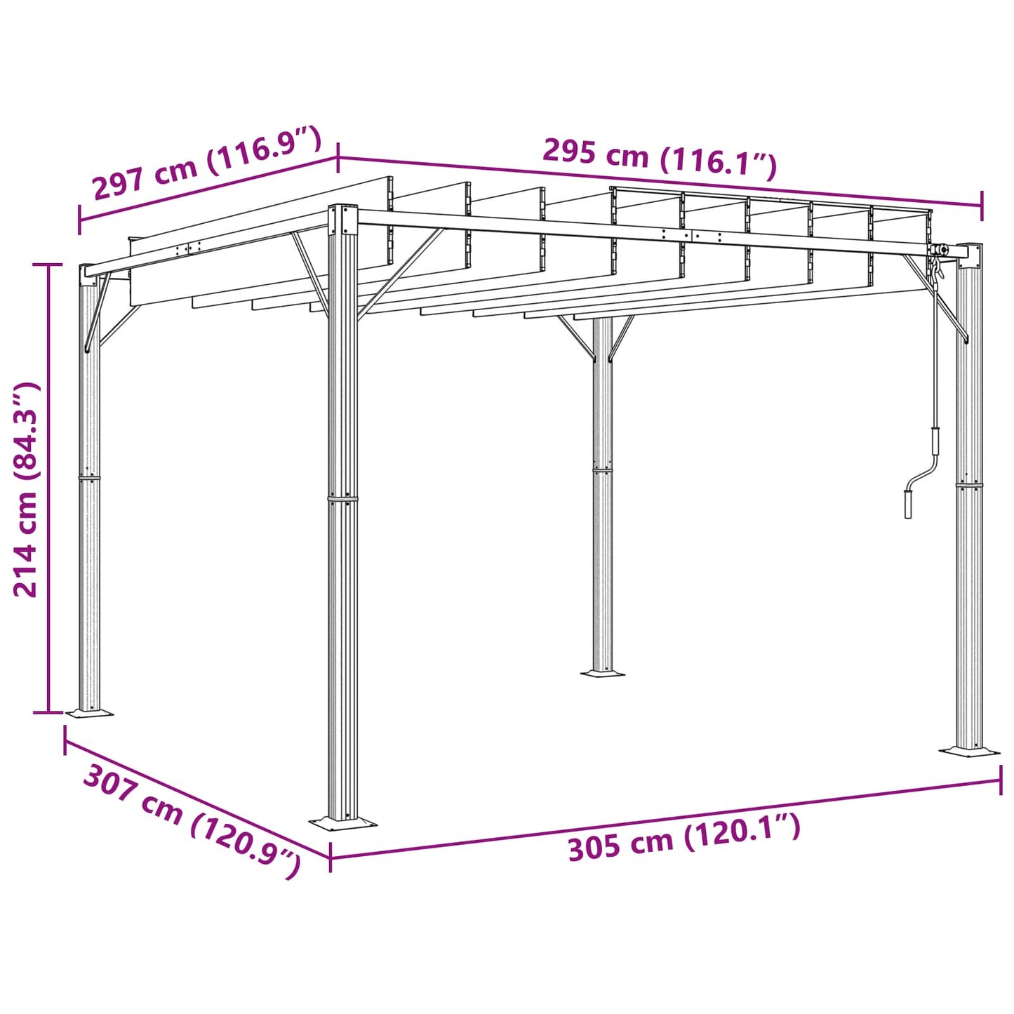 Gazebo with Louvered Roof 3 x 3 x 2.14 m Green