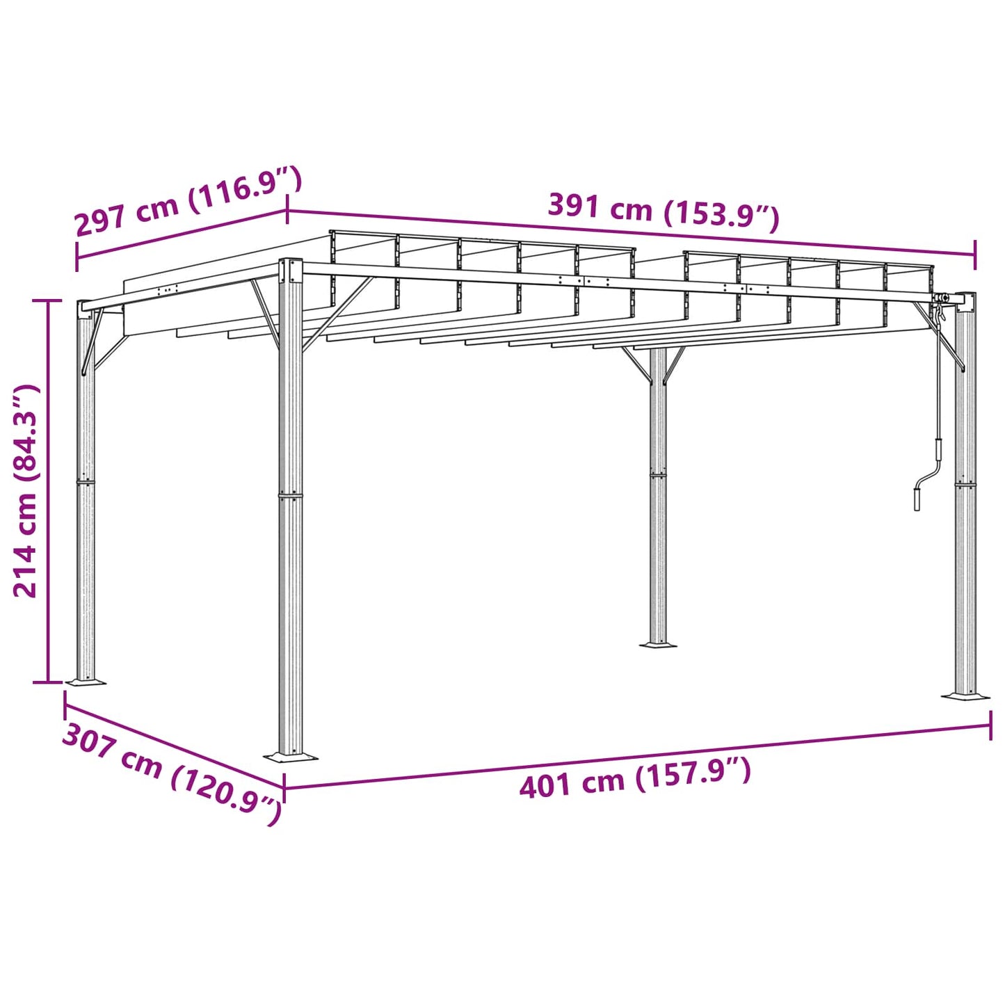 Gazebo with Louvered Roof 3 x 4 x 2.14 m Green
