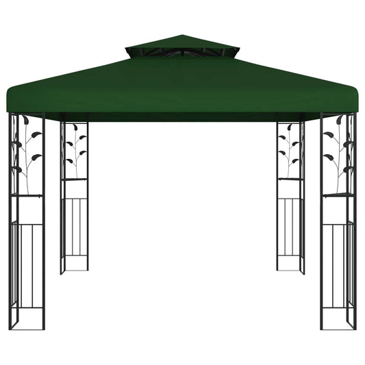 Gazebo 3 x 3 x 2.68 m Green Polyester and Steel Gazebo 3 x 3 x 2.68 m Green Polyester and Steel