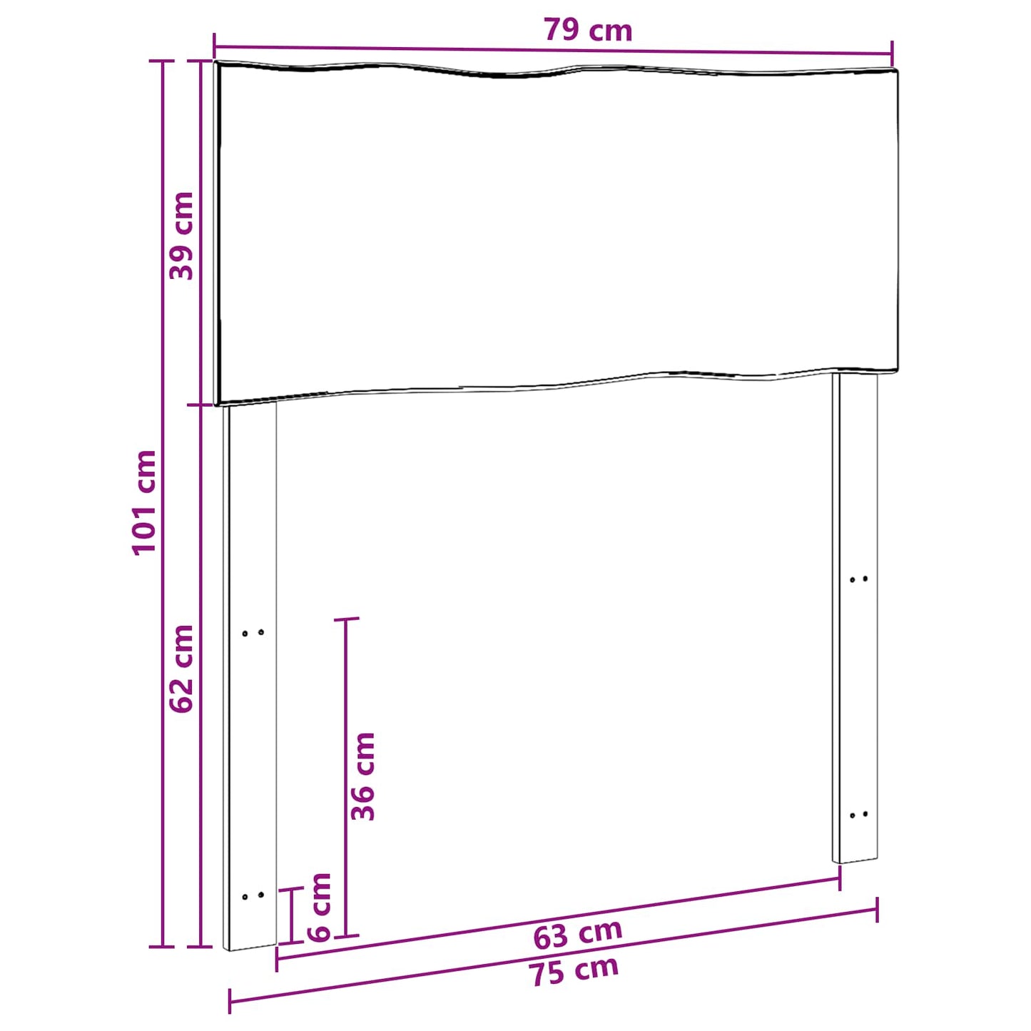 Live Edge Headboard ROSTOCK Dark Brown 75 cm Solid Acacia Wood