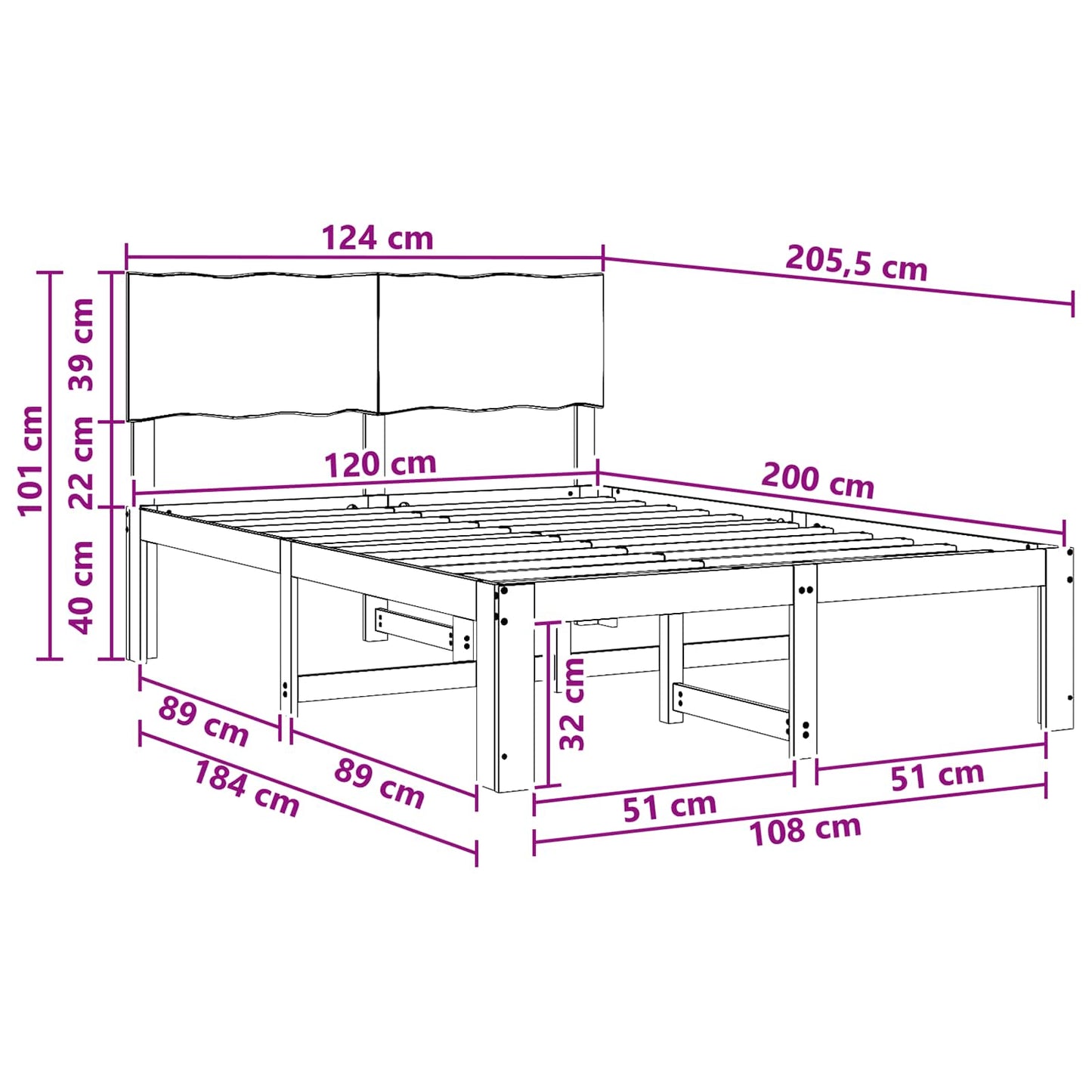 Double Bed Frame with Headboard ROSTOCK Natural 120 x 200 cm