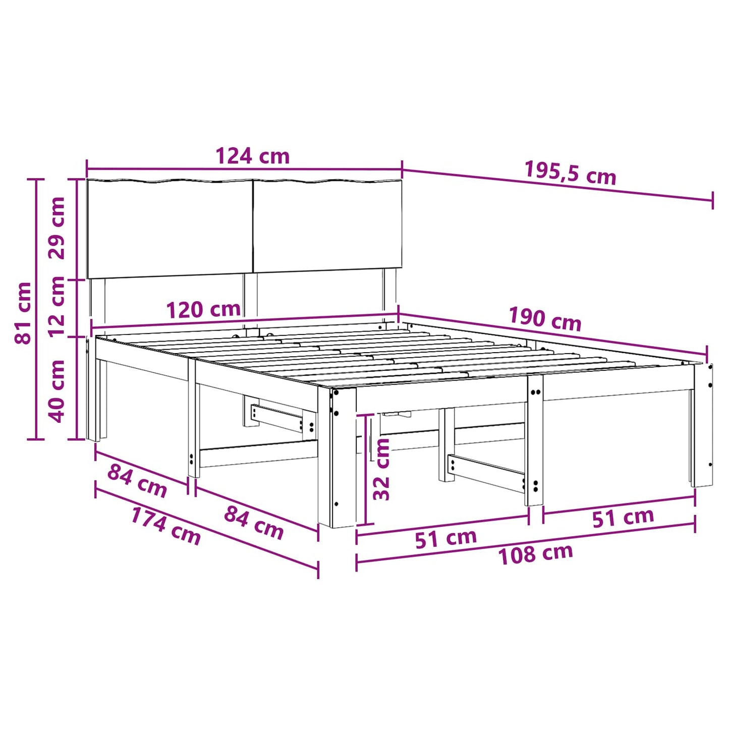 Double Bed Frame with Headboard ROSTOCK Natural 120 x 190 cm