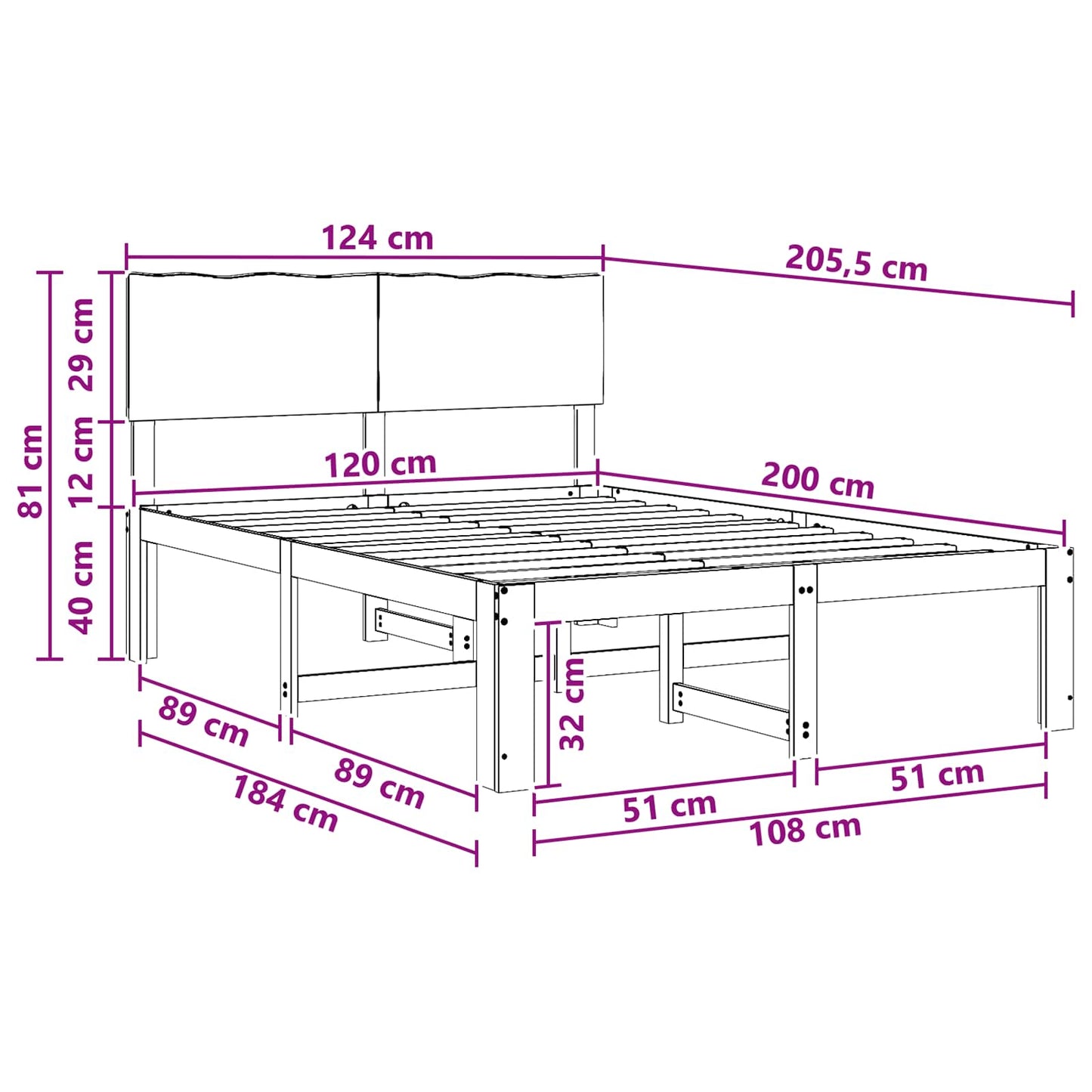Double Bed Frame with Headboard ROSTOCK Dark Brown 120 x 200 cm