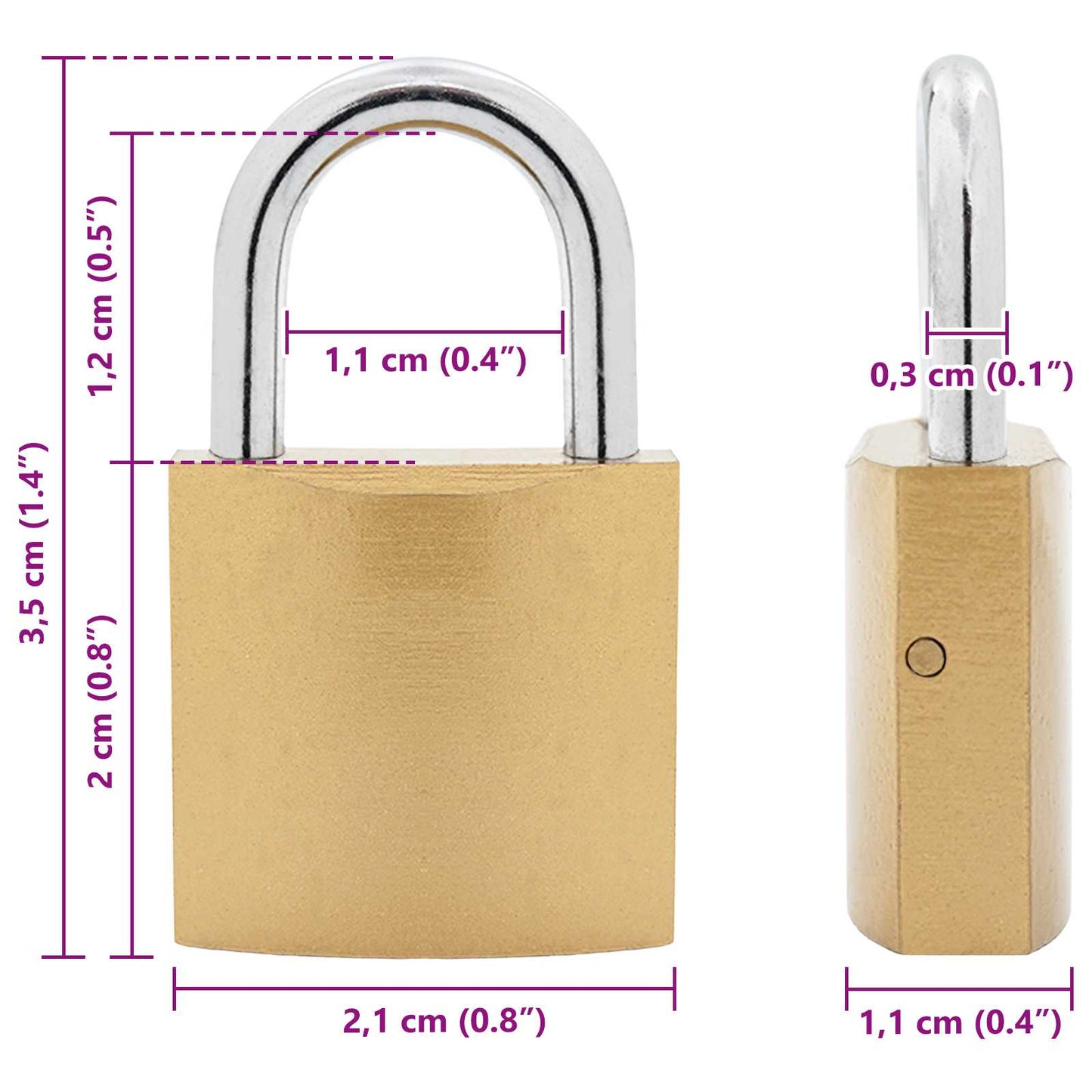 U Lock with Keys 6 pcs Brass Iron