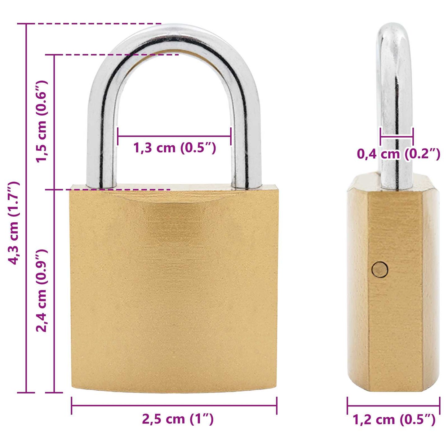 U Lock with Keys 100 pcs Brass Iron