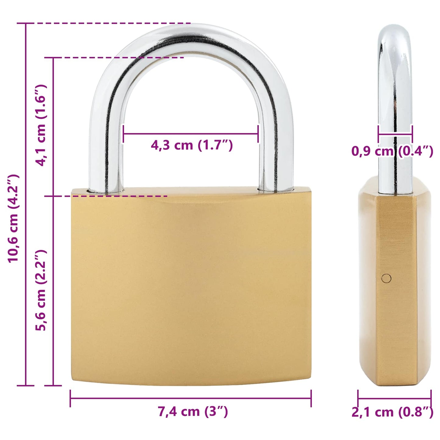 U Lock with Keys 12 pcs Brass Iron
