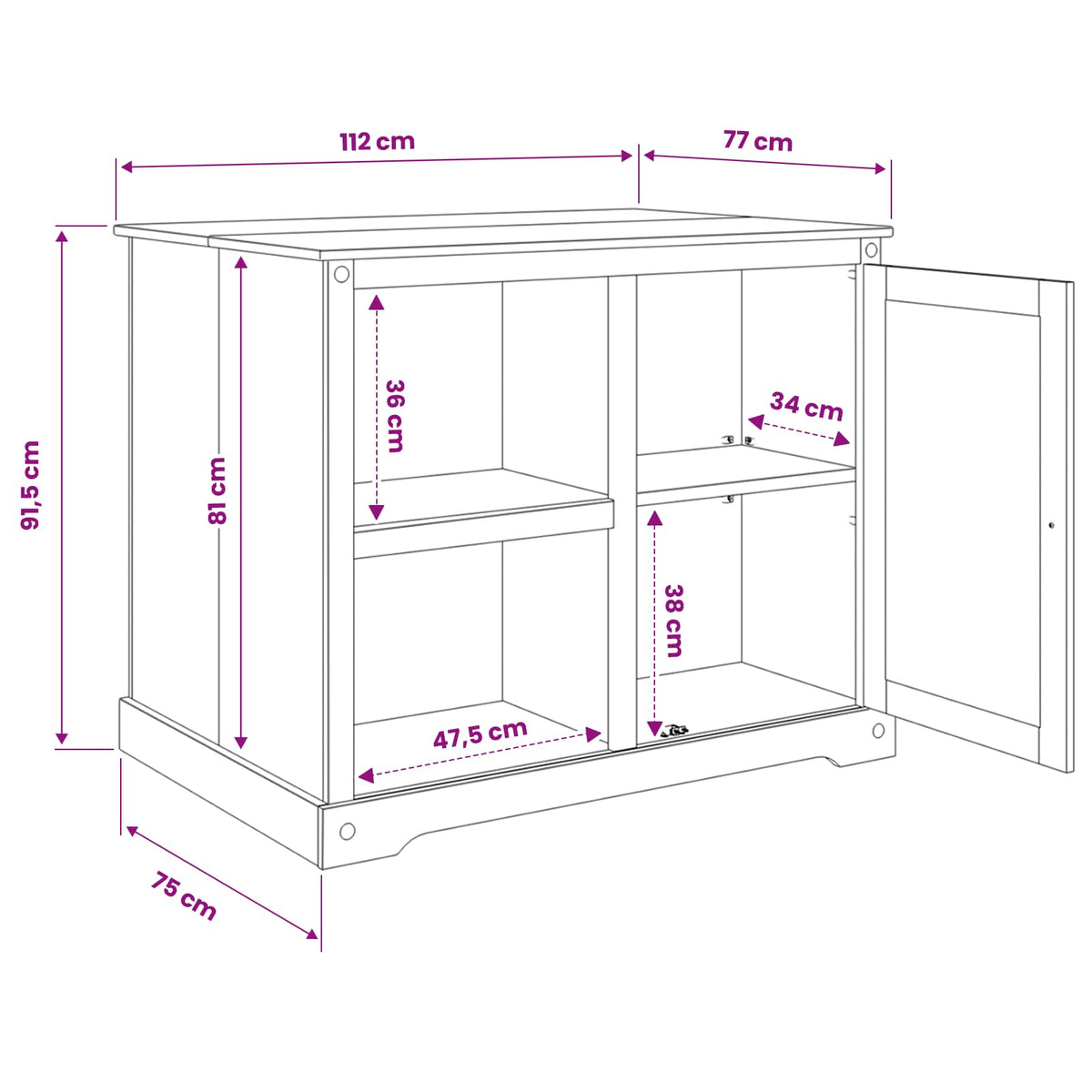 Kitchen Island Set Honey Wax 112 x 77 x 91.5 cm Solid-Pine
