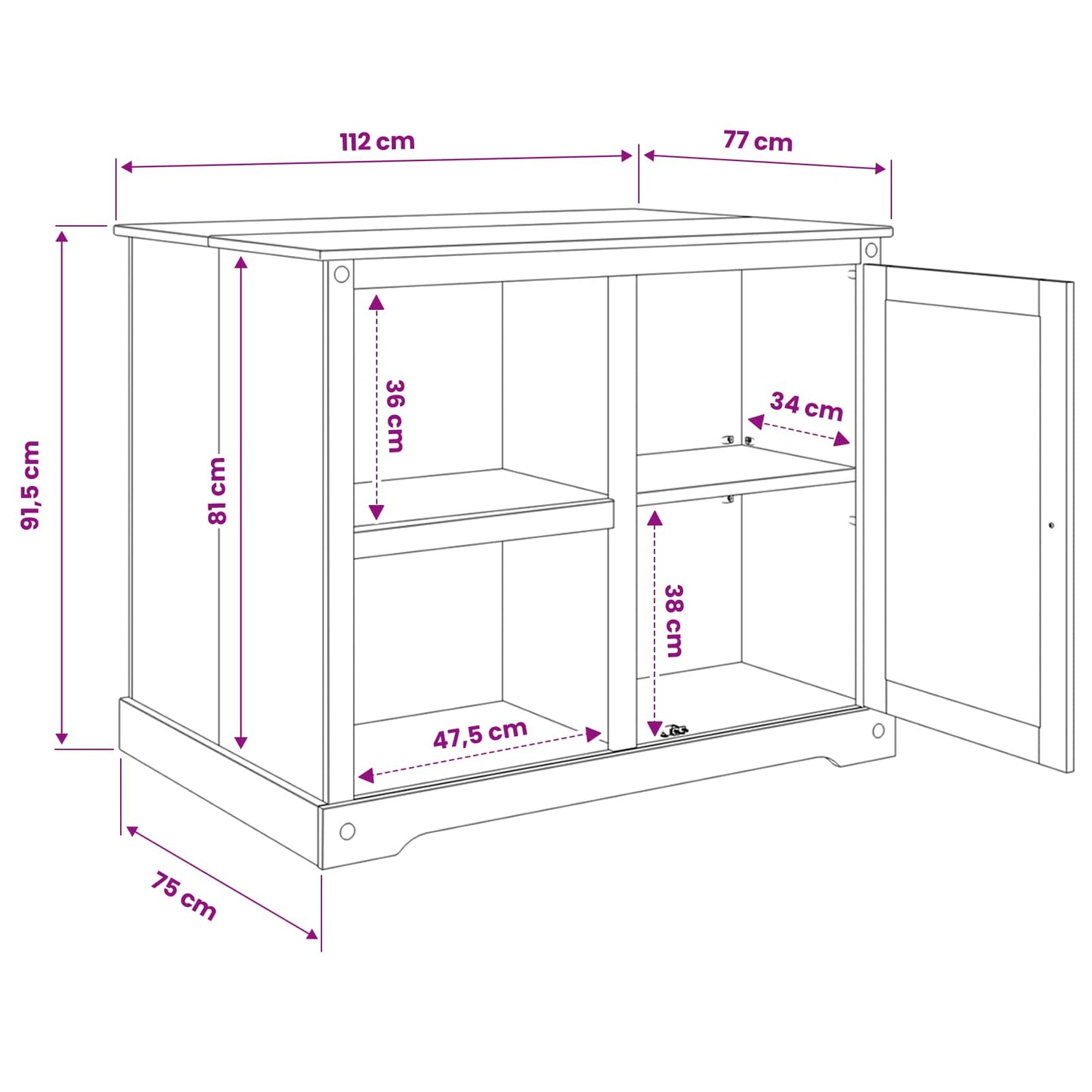 Kitchen Trolley 2 pcs Honey Wax 112 x 77 x 91.5 cm Solid-Pine