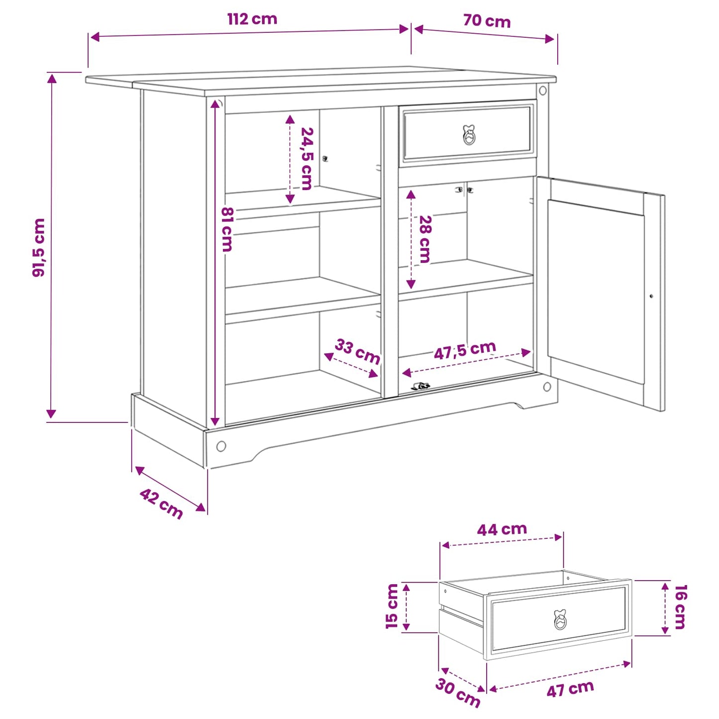 Kitchen Trolley 2 pcs Honey Wax 112 x 70 x 91.5 cm Solid-Pine