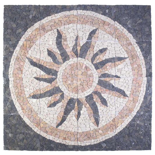 Mosaic Tiles Sun Pattern Multicolour 120 x 120 cm Marble Mosaic Tiles Sun Pattern Multicolour 120 x 120 cm Marble