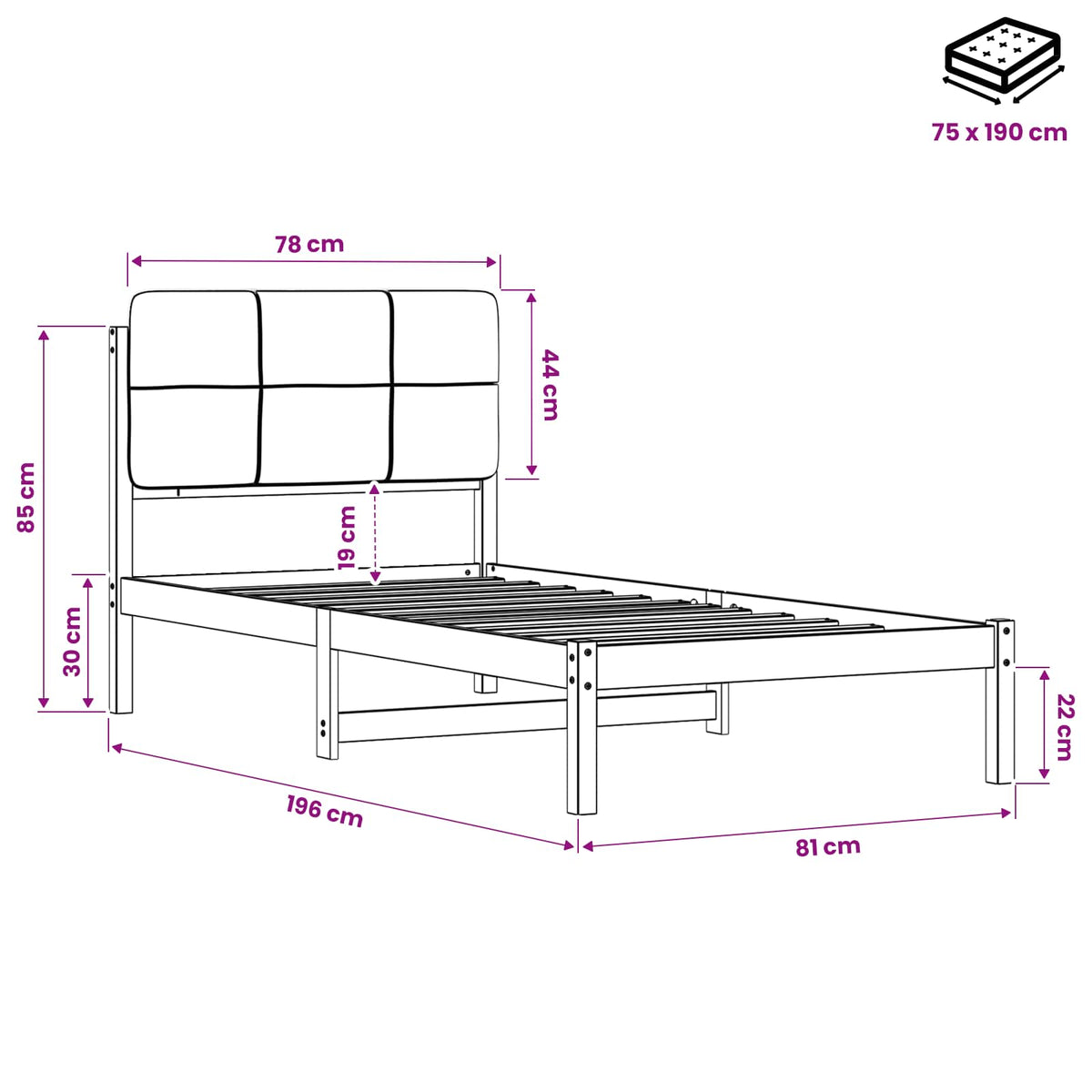 Bed Frame with Upholstered Headboard Dark Brown and Black