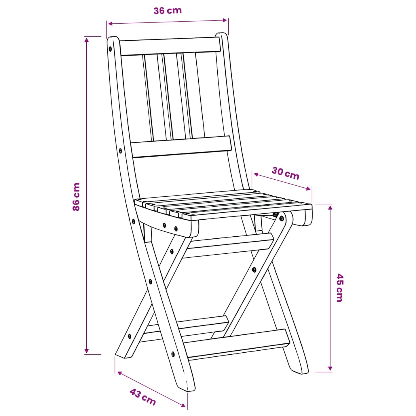Garden Chair 6 pcs Natural Solid Acacia Wood