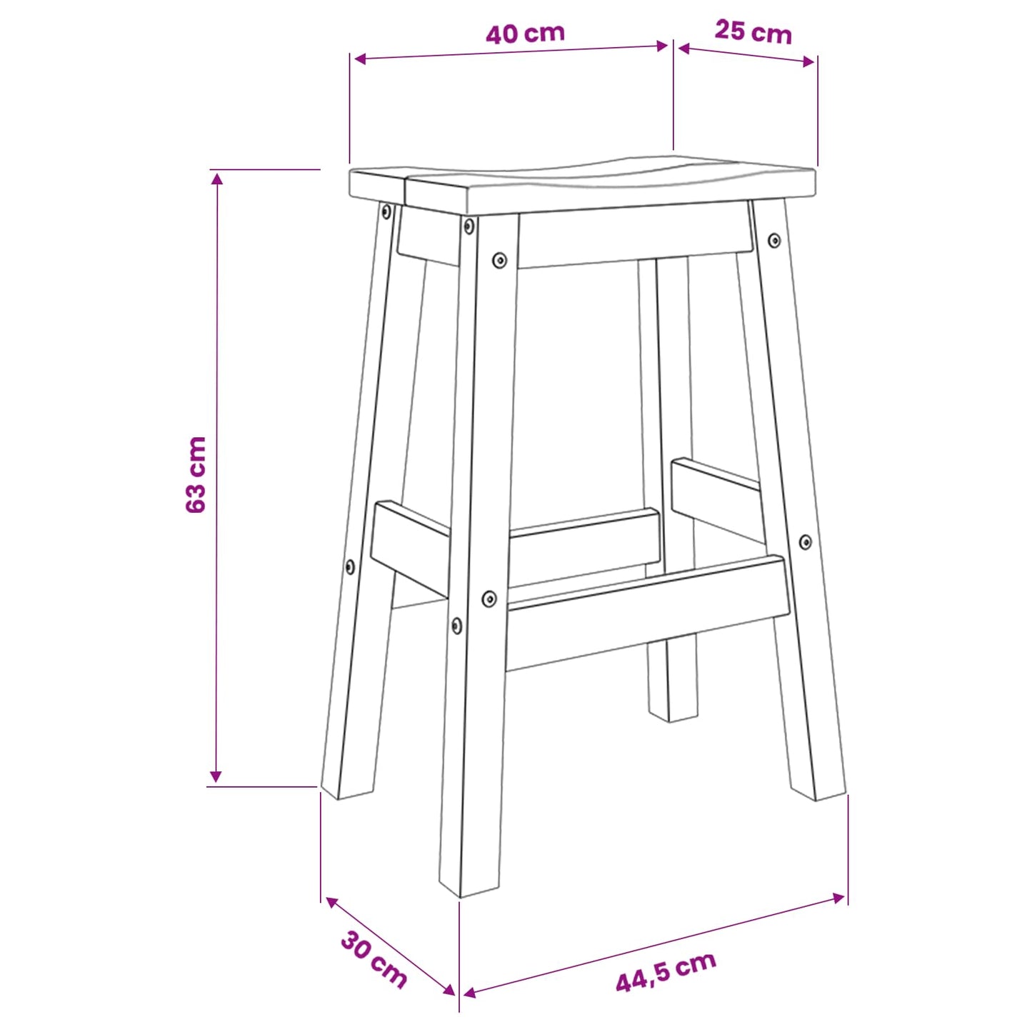 Bar Stool 2 pcs White and Honey Wax 44 x 30 x 63 cm Solid-Pine