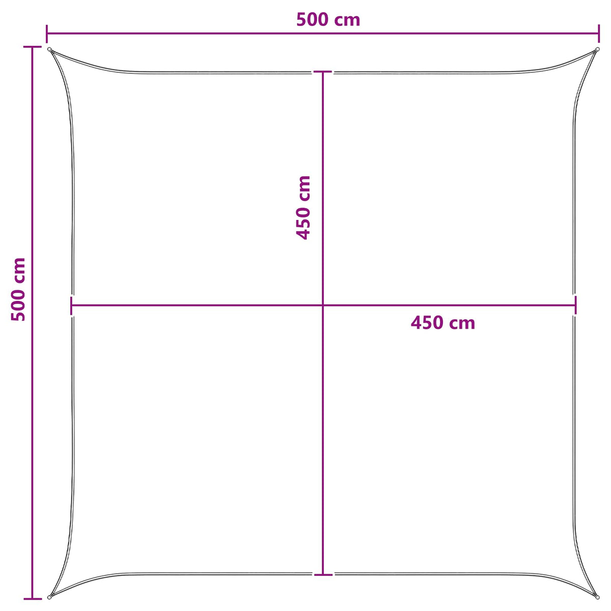 Sunshade Sail Anthracite and White 5 x 5 m HDPE
