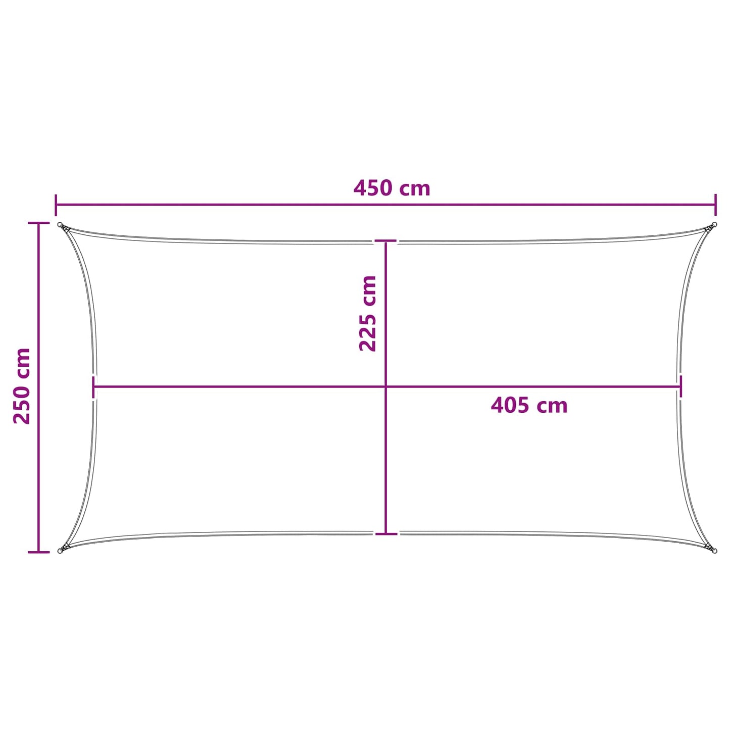 Sunshade Sail 2.5 x 4.5 m HDPE Rectangular Yellow and White