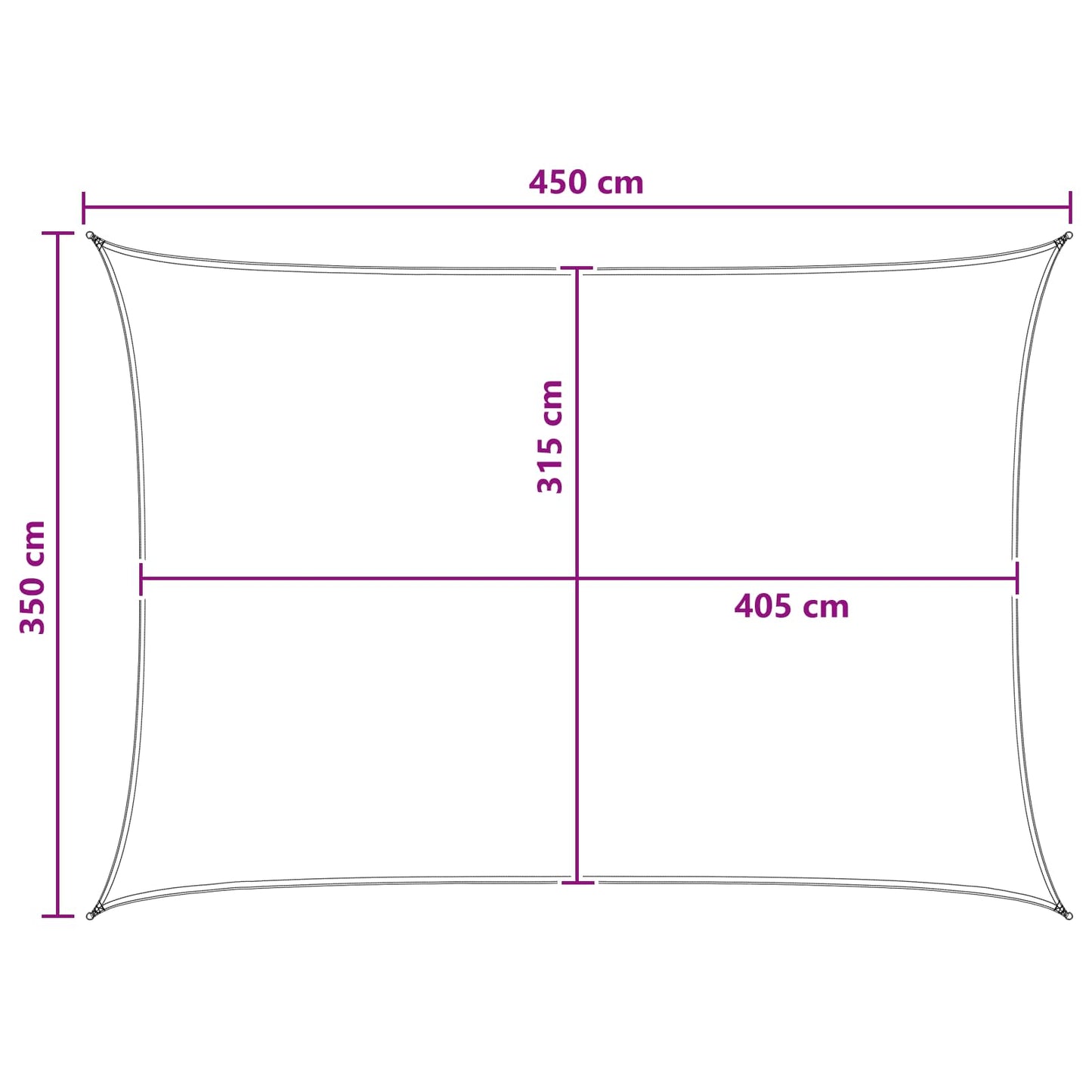 Sunshade Sail Yellow and White 3.5 x 4.5 m HDPE