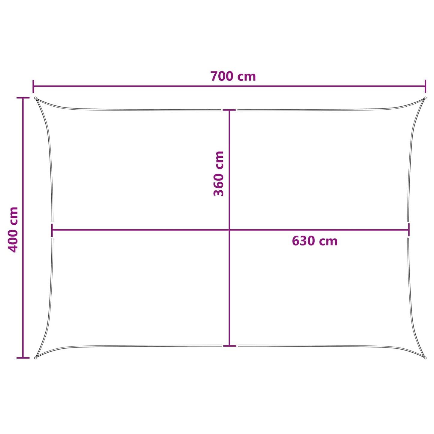 Sunshade Sail Yellow and White 4 x 7 m HDPE
