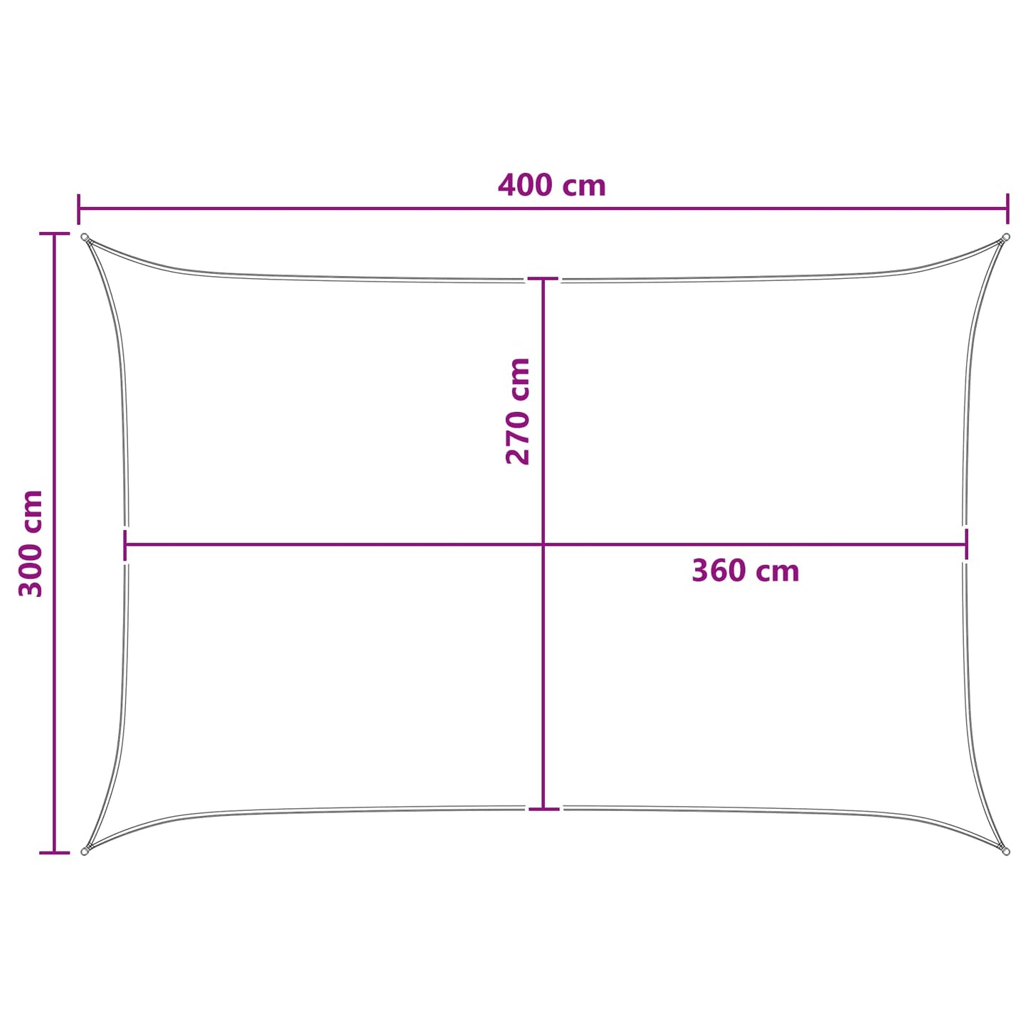 Sunshade Sail 3 x 4 m HDPE Rectangular Blue and White