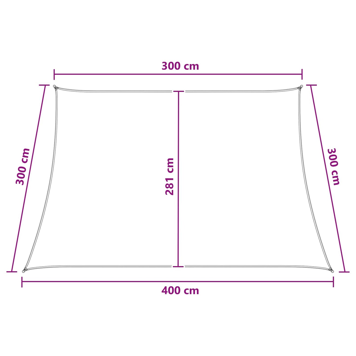 Sunshade Sail 3 / 4 x 3 m HDPE Rectangular Blue and White